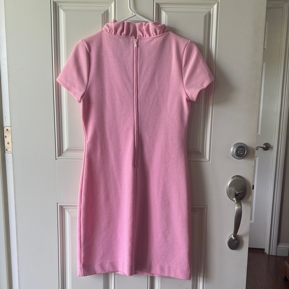 Pink Ruffle V-Neck Dress - Picture 5 of 6